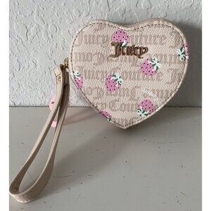 Juicy Couture Berry Sweet Coin Purse Wristlet Sandstone Cherry Blossom NO TAGS